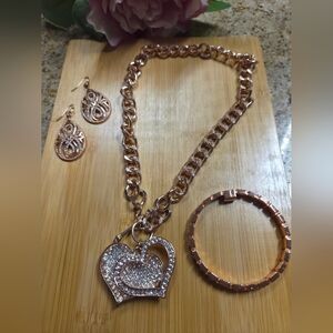 Rose Gold Heart Jewelry Set